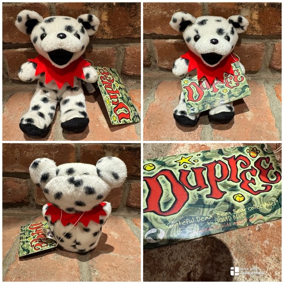 1998 Liquid Blue Grateful Dead Plush Bean Bear Dupree - Picture 1 of 8